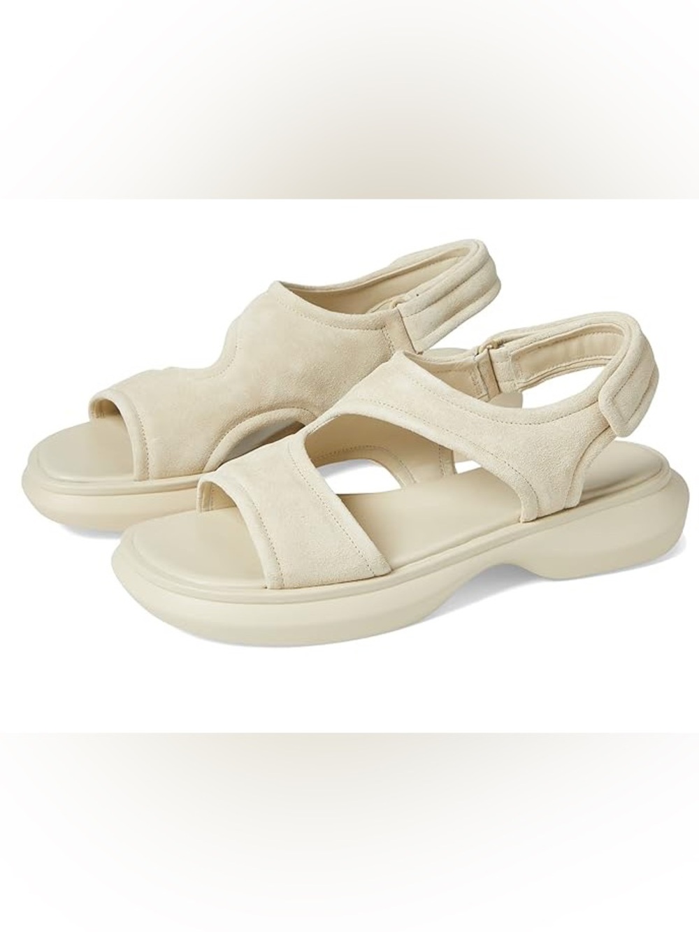 VINCE Fresca Sandals Moonlight Beige Suede Velcro Closure Size 6